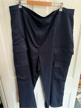 Skies Are Blue Double Cargo Pocket Satin Wide Leg Pants 2X